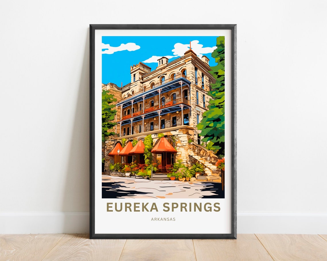 Eureka Springs Arkansas Historic Stone Hotel Grand Entrance Poster