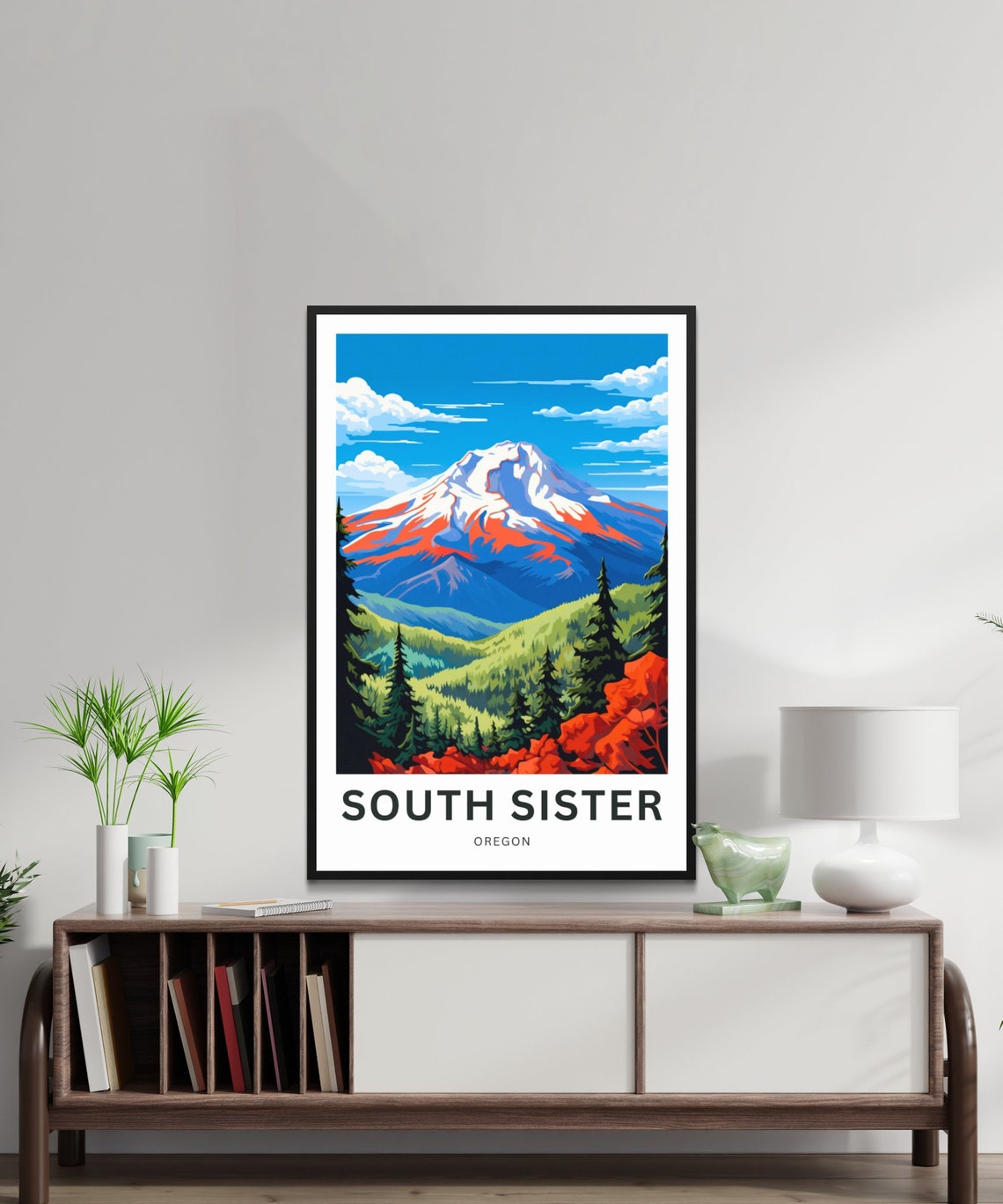 South Sister Oregon Snowcapped Cascade Peak Meadow Travel Poster - Image 2