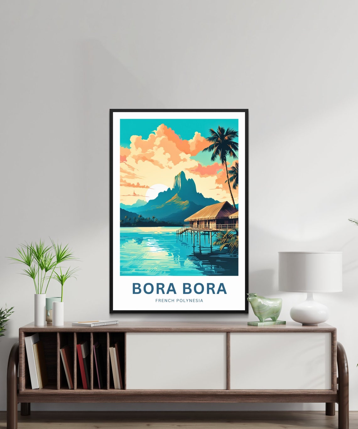 Personalized Bora Bora Custom Text Island Sunset Lagoon View Poster - Image 2