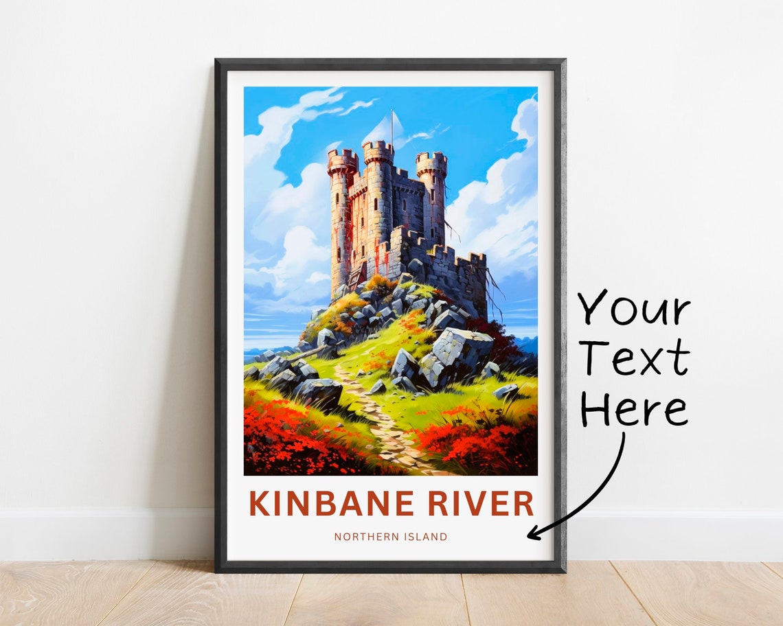 Personalized Kinbane River Castle Custom Text Ireland Poster