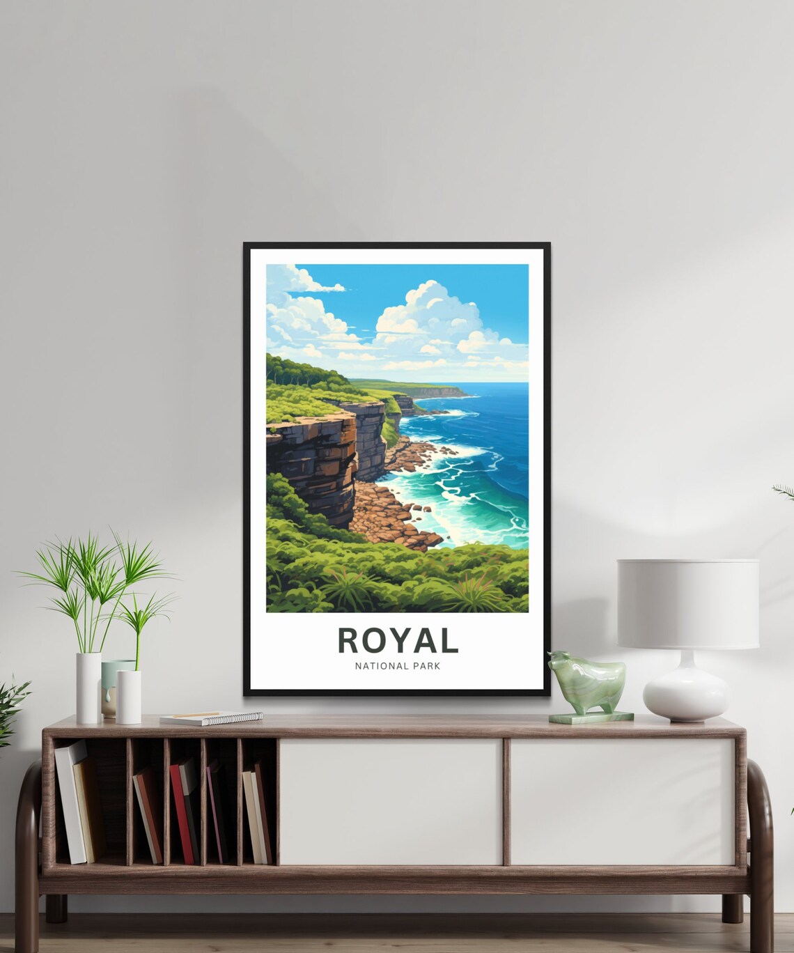 Royal National Park Lush Coastal Cliffs Illustrated Travel Poster - Image 2