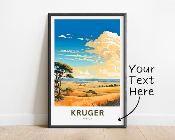 Personalized Kruger Travel Print Kruger Poster Africa Wall Art Framed Present Gift Africa Present