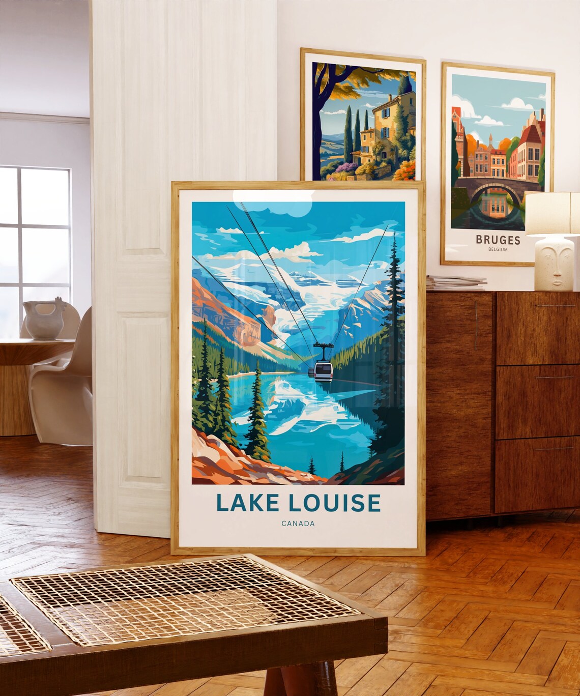 Lake Louise Canada Cable Gondola Blue Lake Retro Travel Poster Art - Image 5