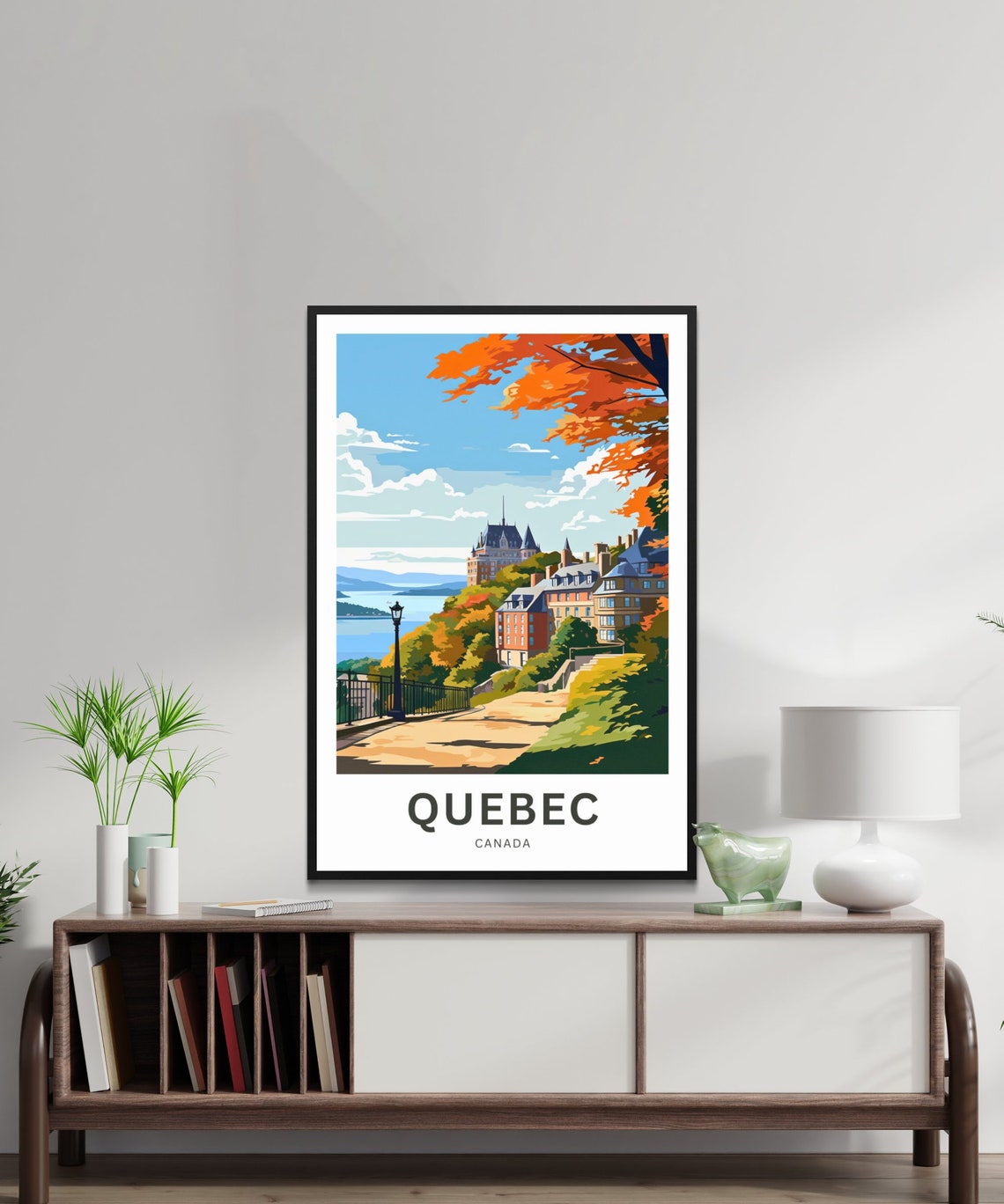 Quebec Canada Autumn Terrace Chateau View Personalized Travel Poster - Image 2