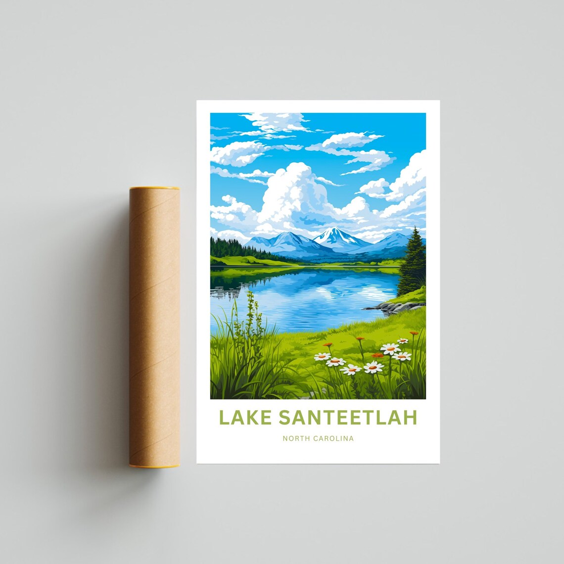 Lake Santeetlah North Carolina Lakeside Meadow Wildflowers Poster - Image 2