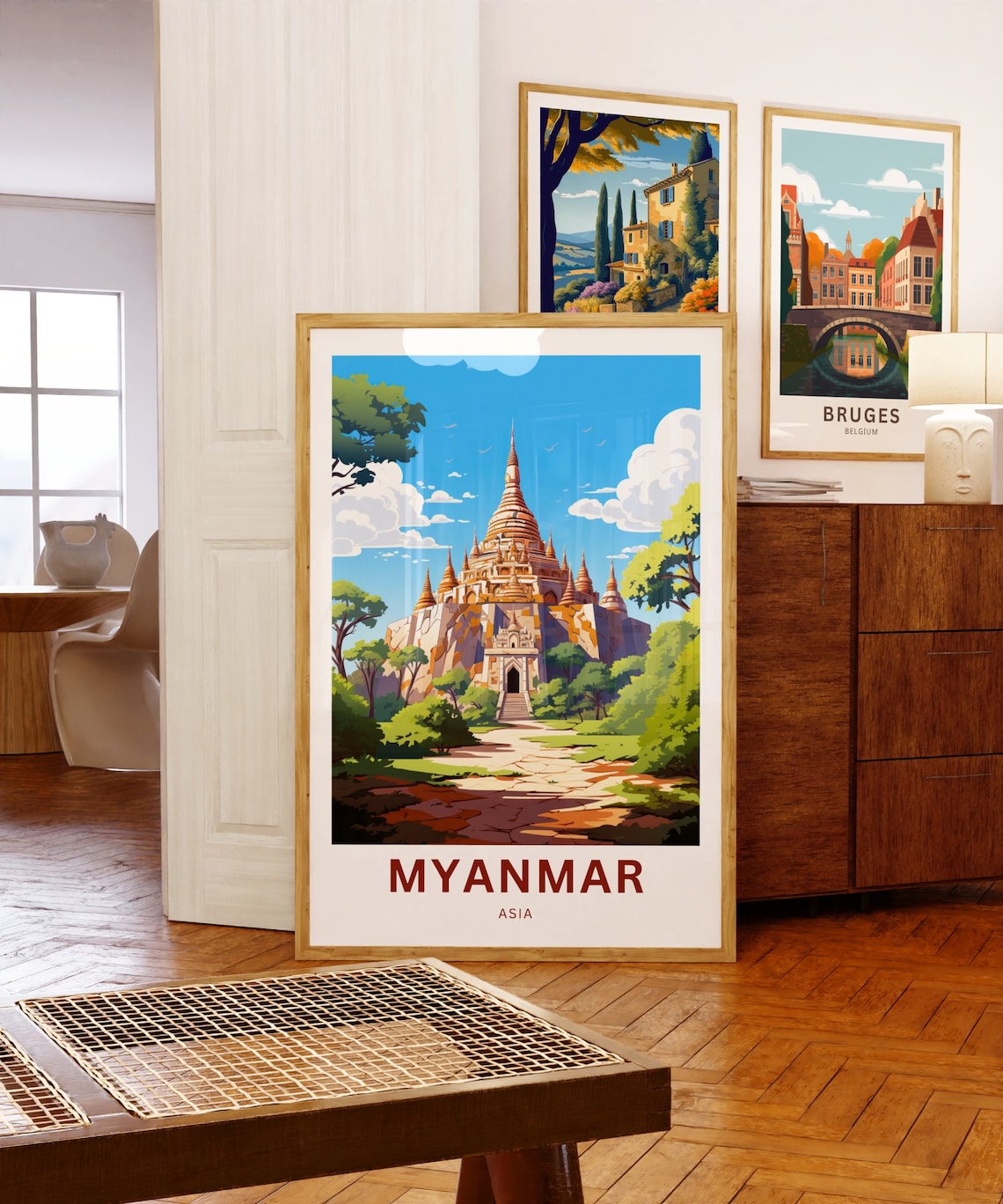 Personalized Myanmar Asia Historic Golden Stupa Travel Poster - Image 5