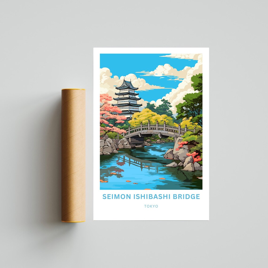 Personalized Seimon Ishibashi Bridge Tokyo Pagoda Garden Poster - Image 4