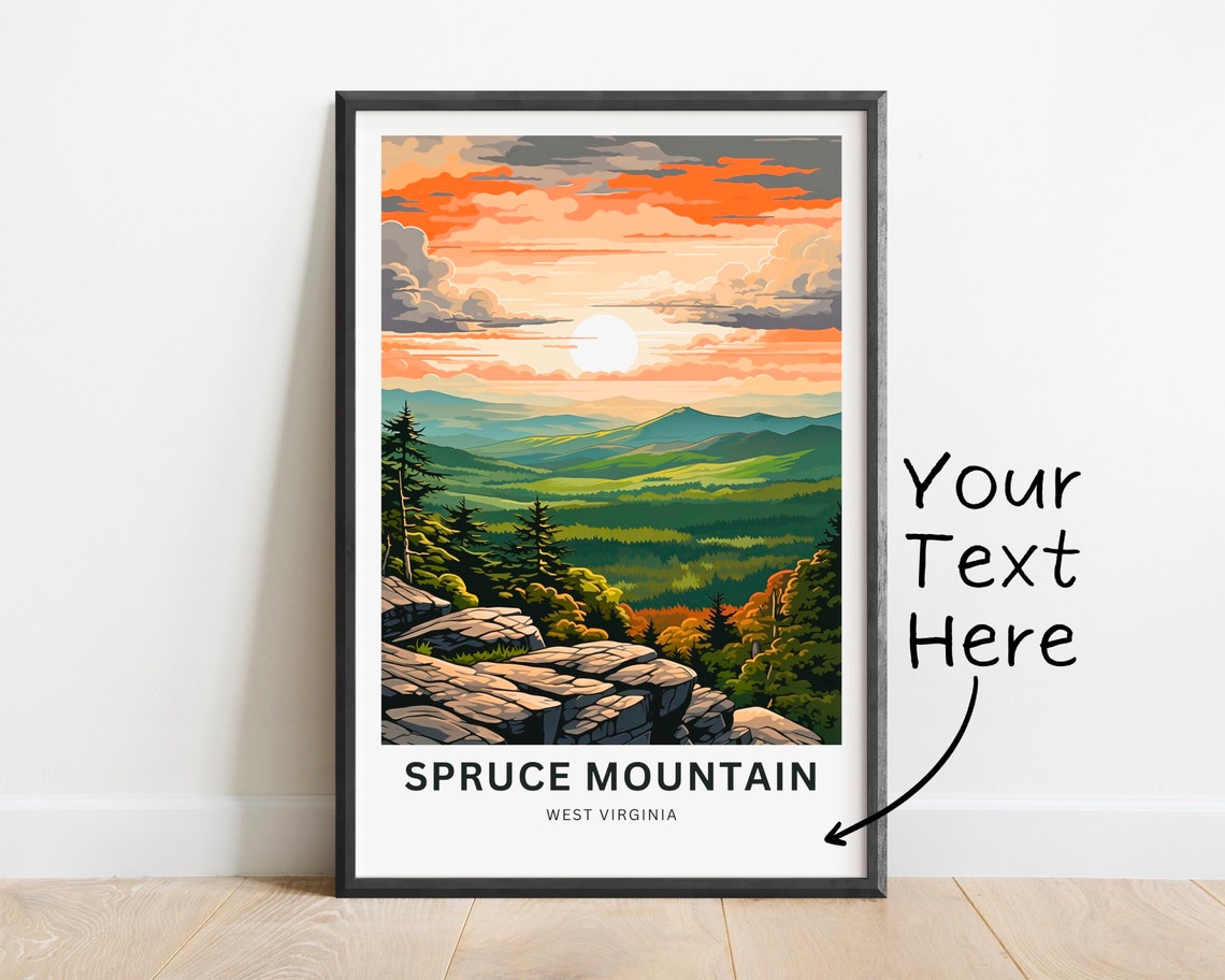 Personalized Spruce Mountain West Virginia Sunset Travel Poster