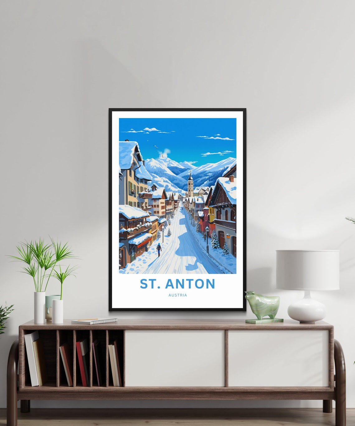 St Anton Austria Snowy Winter Village Personalized Travel Poster - Image 2
