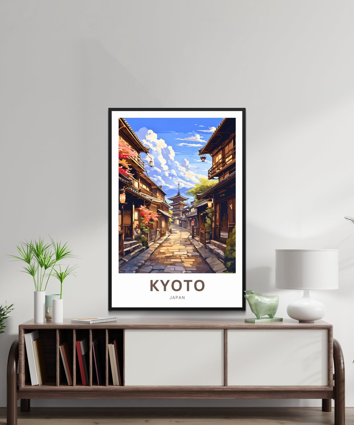 Kyoto Japan Old Street Pagoda Lanterns Evening Travel Poster - Image 2