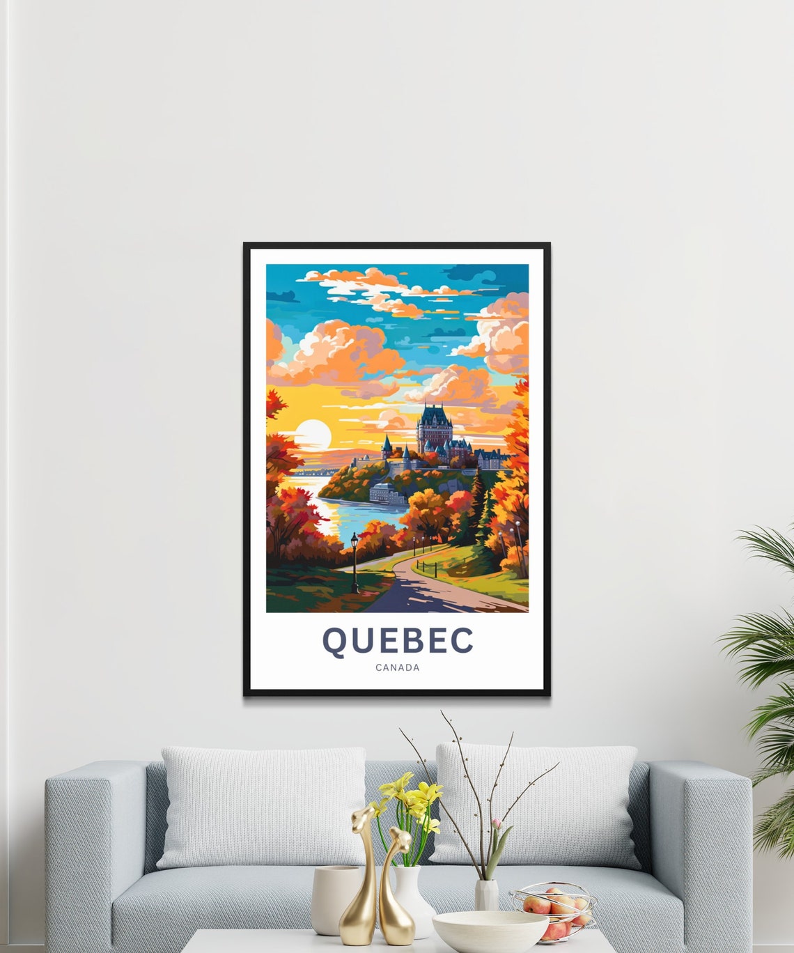 Quebec Canada Sunset Chateau Frontenac Autumn Park Riverside Poster - Image 3