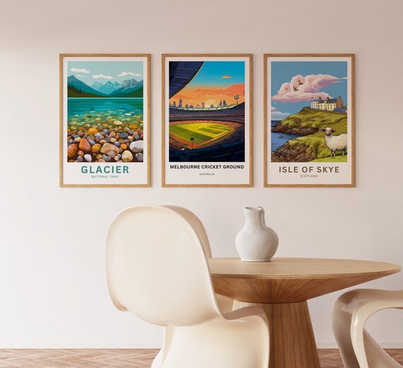 Melbourne Cricket Ground Australia Stadium Sunset Travel Poster