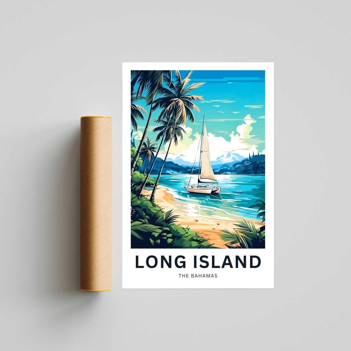 Personalized Long Island Travel Print Long Island Poster Bahamas Wall Art Framed Present Gift Bahamas Present - Image 4