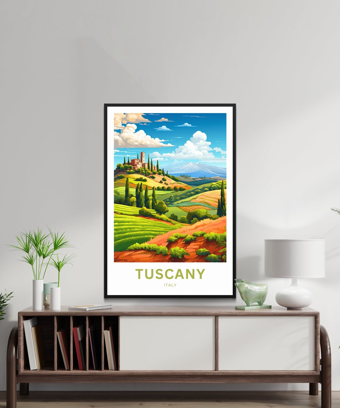 Personalized Tuscany Italy Hilltop Town Cypress Fields Travel Poster - Image 2