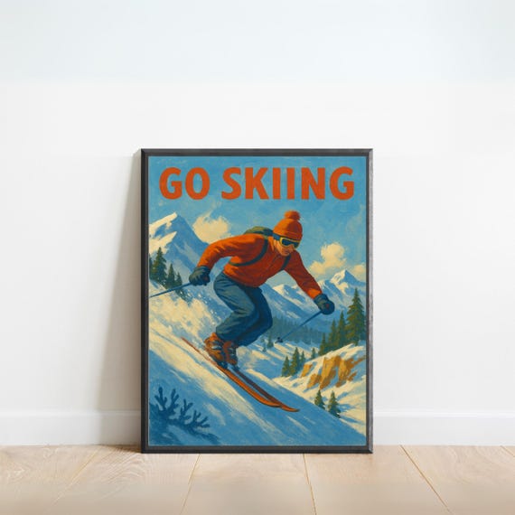 Skiing Wall Art Vintage Ski Poster For Winter Sports Lovers And Mountain Enthusiasts
