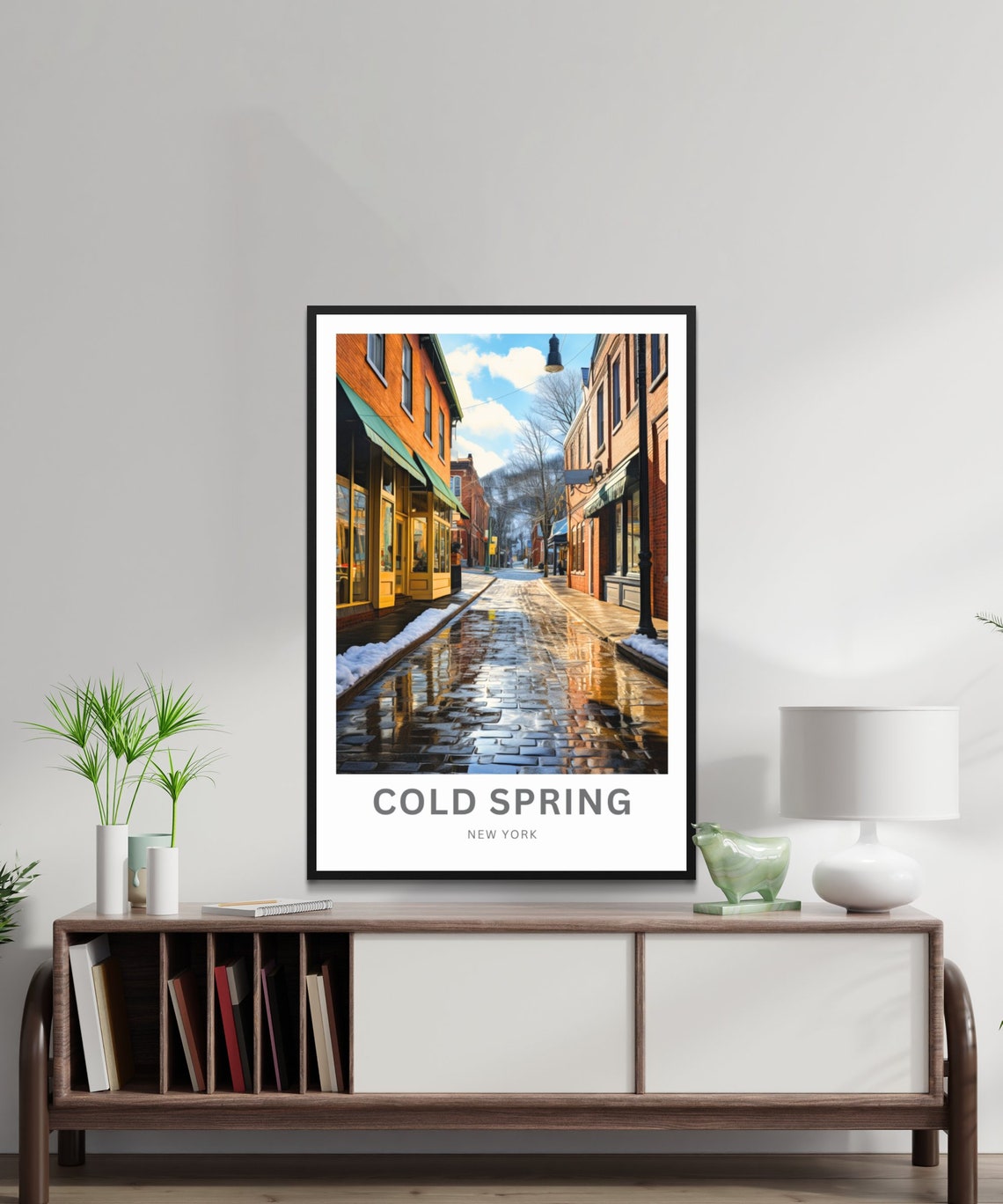 Cold Spring New York Snowy Historic Brick Street Winter Travel Poster - Image 2