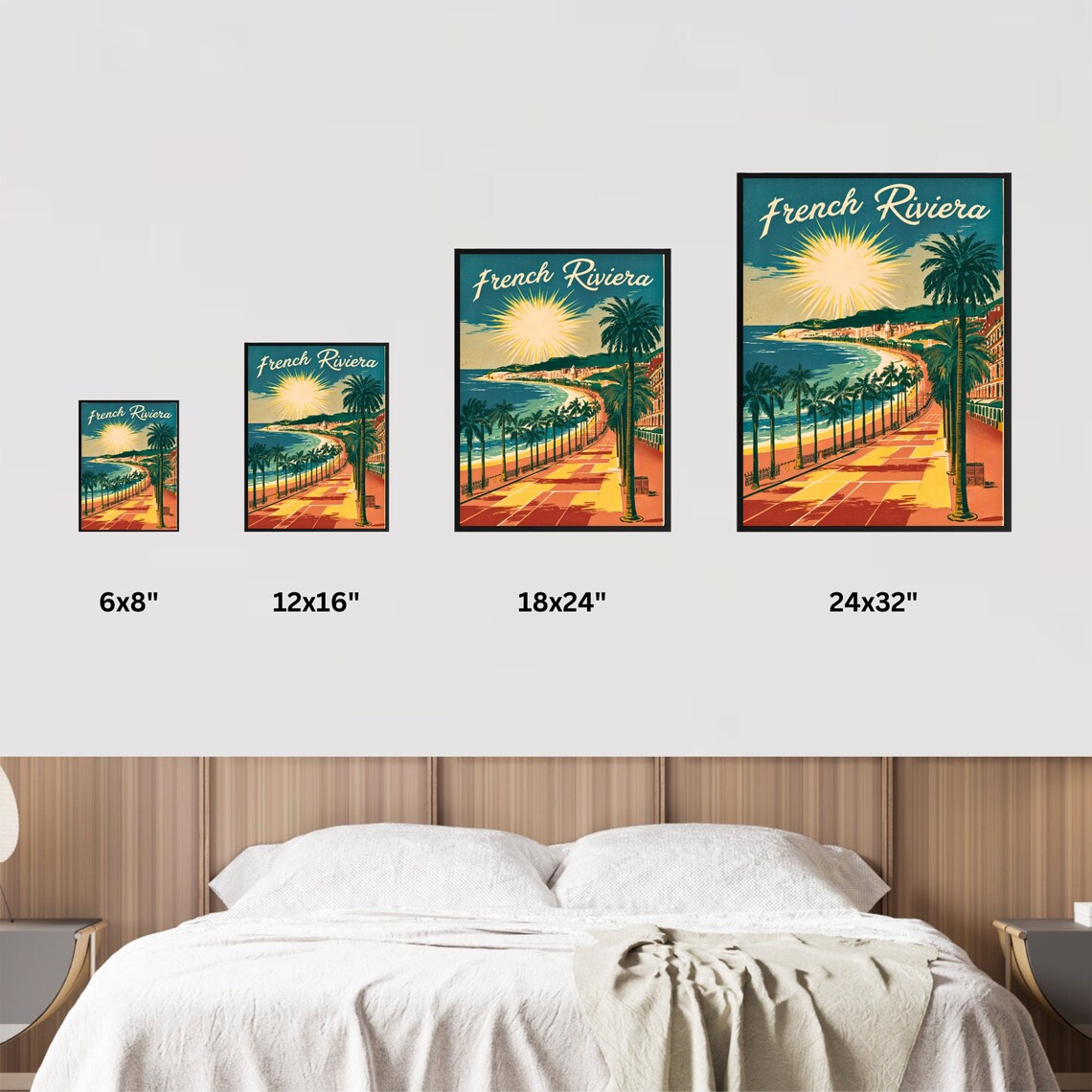 French Riviera Sunburst Promenade Palm Beach Retro Vintage Poster - Image 2