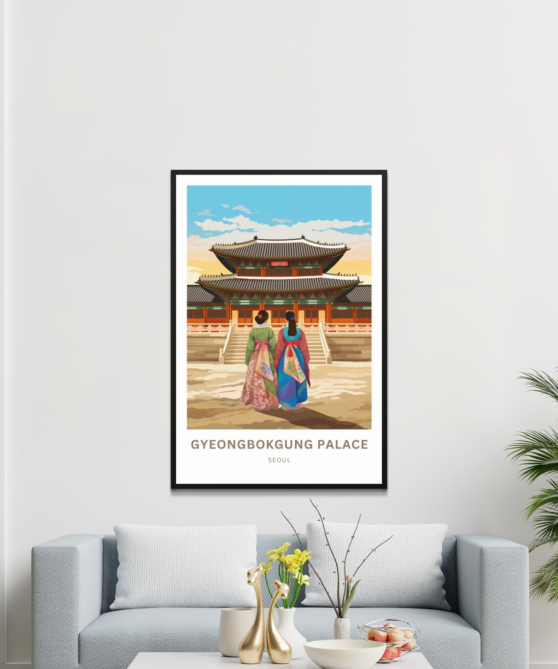 Gyeongbokgung Palace Seoul Custom Name Korean Heritage Travel Poster - Image 3