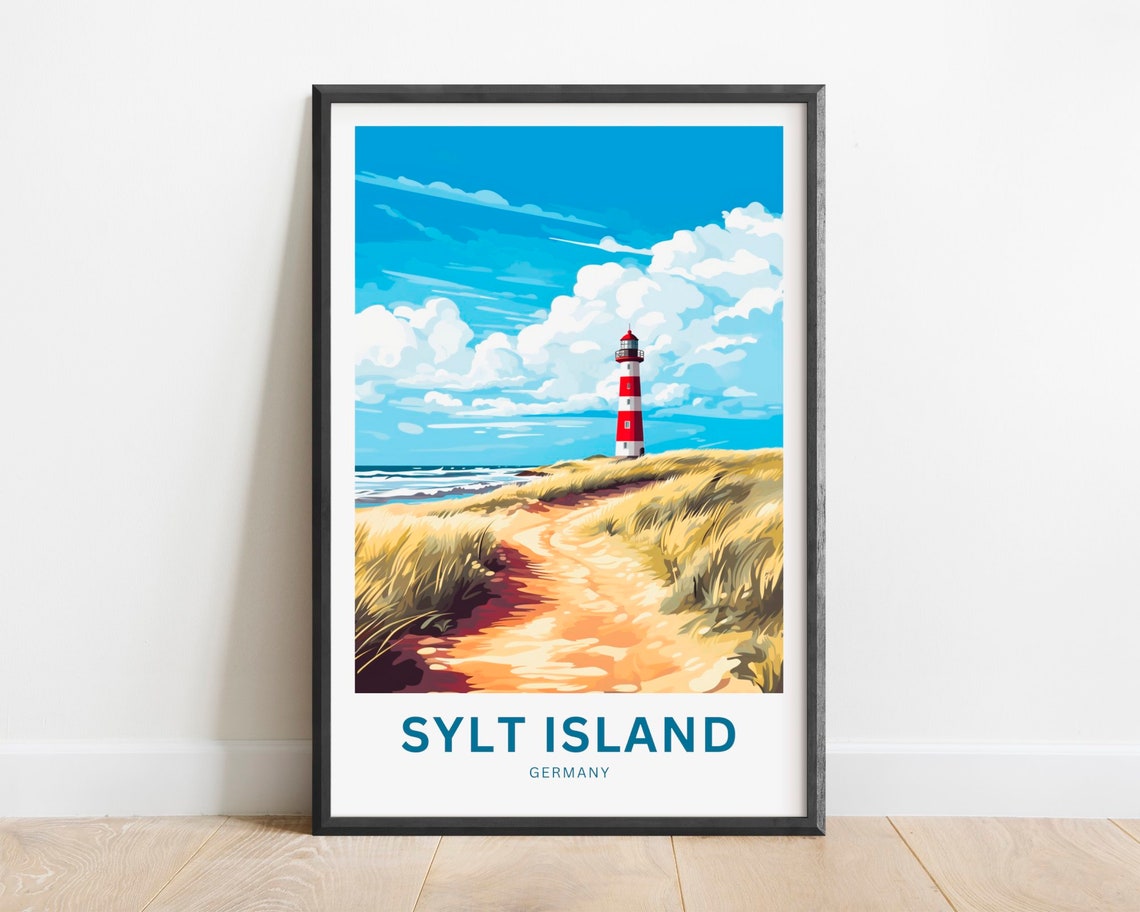 Sylt Island Germany Lighthouse Dune Path Seaside Travel Poster