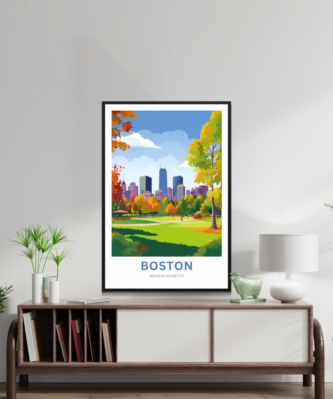 Boston Massachusetts Fall Foliage Park Personalized Travel Poster - Image 2