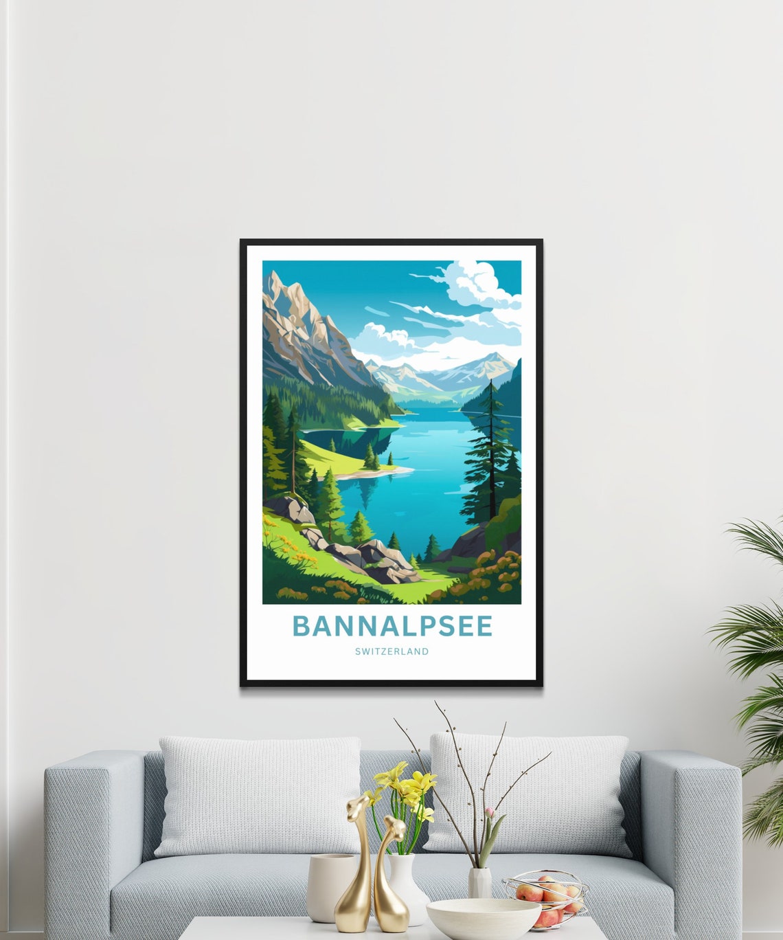 Personalized Bannalpsee Switzerland Alpine Lake Travel Poster - Image 2