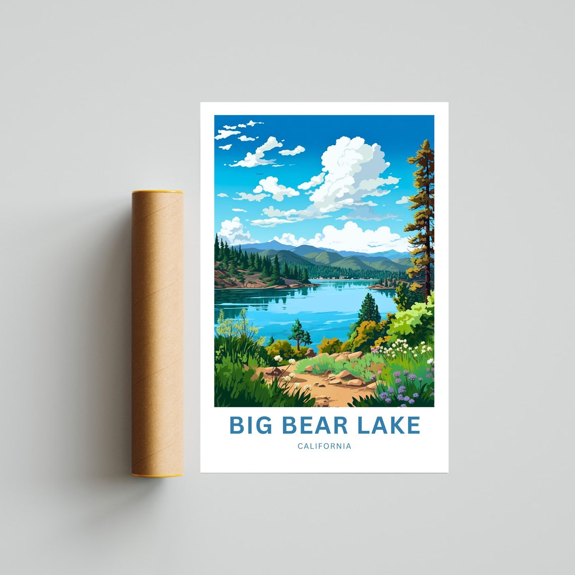 Personalized Big Bear Lake Travel Print Big Bear Lake Poster California Wall Art Framed Present Gift California Present - Image 2