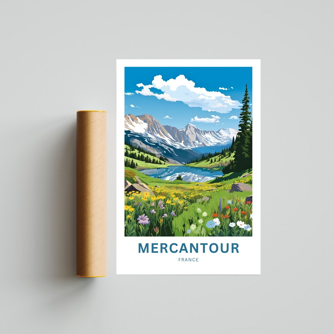 Mercantour France Alpine Lake Snowy Peaks Wildflower Travel Poster - Image 4
