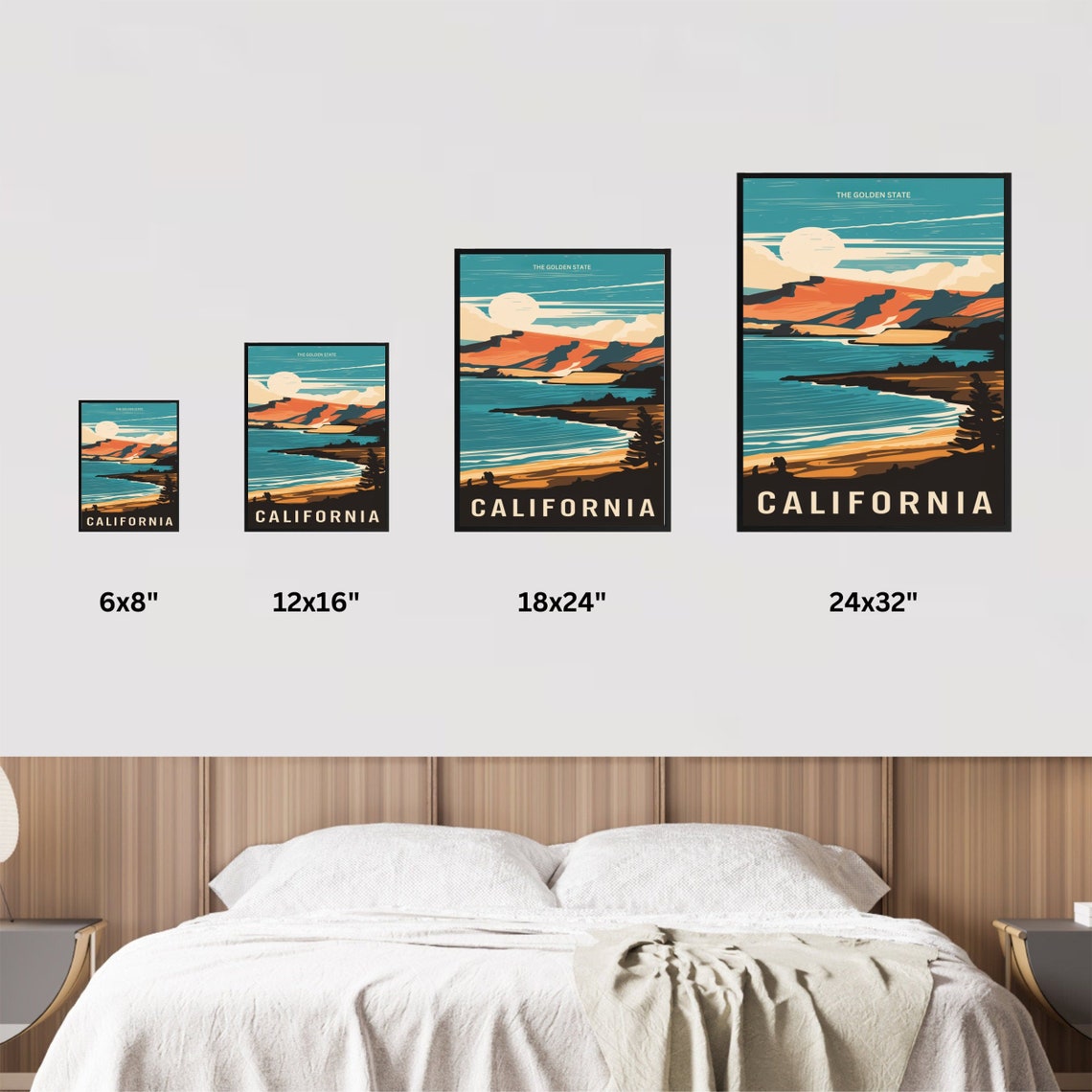 California Golden Coastline Sunset Cliffs Seaside Travel Poster - Image 4