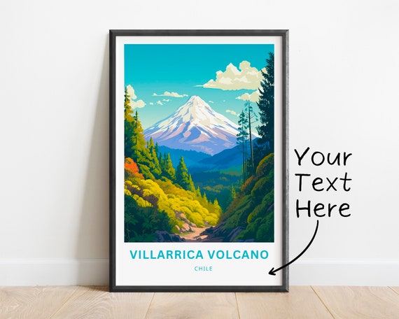 Personalized Villarrica Volcano Travel Print Villarrica Volcano Poster Rucapilln Wall Art Framed Present Gift Chile Present