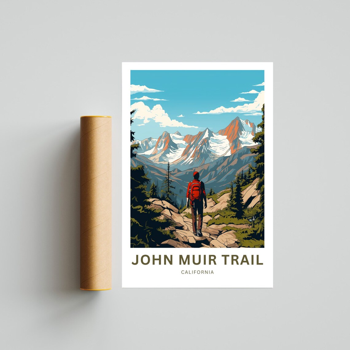 John Muir Trail California Hiker Backpack Peaks Personalized Travel Poster - Image 4