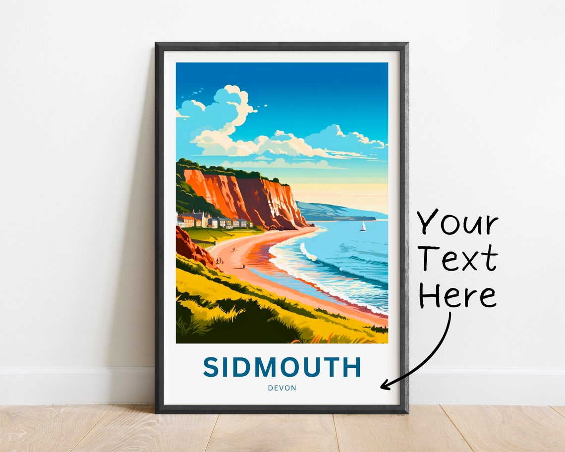 Personalized Sidmouth Devon Curved Bay and Seaside Town Poster