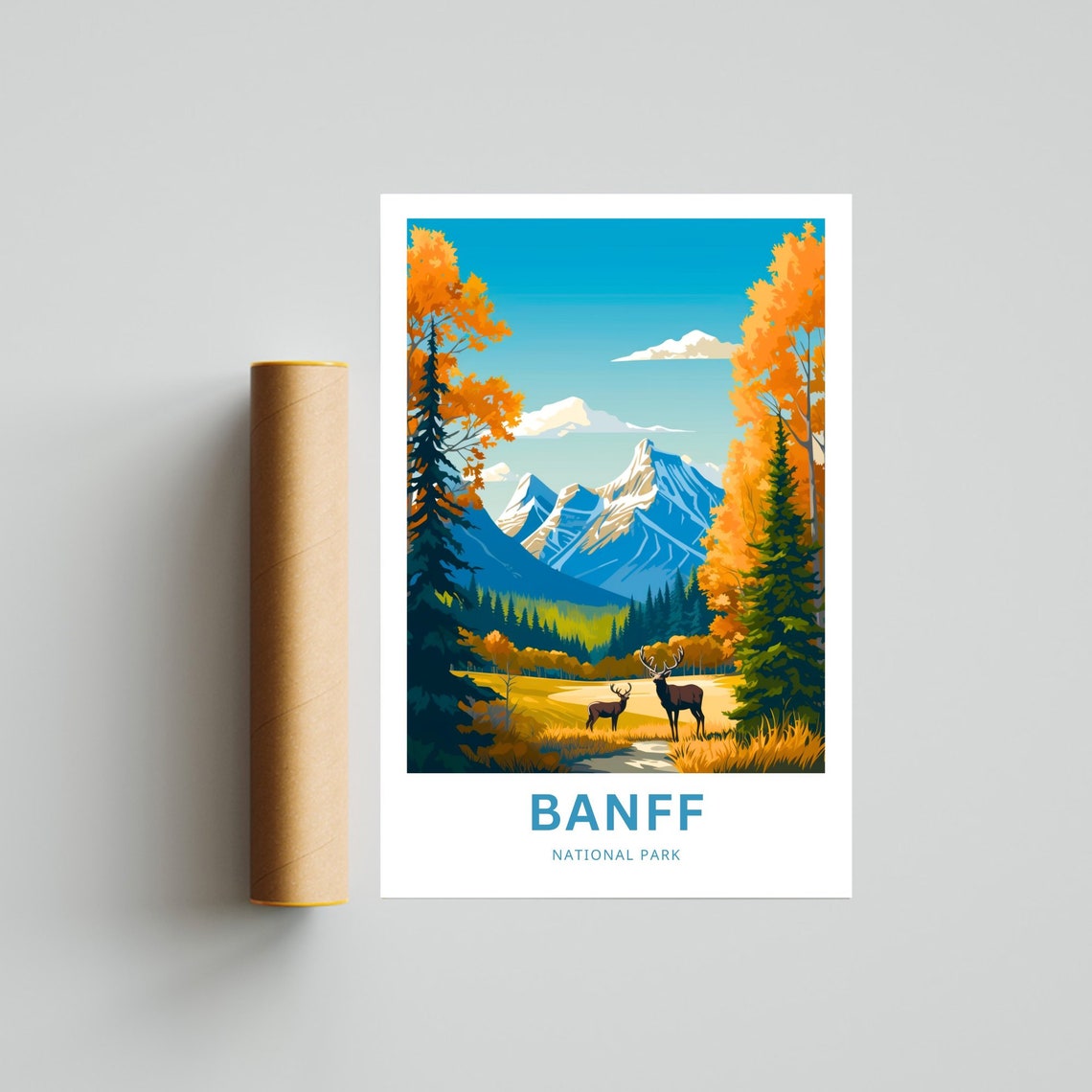 Banff National Park Elk Autumn Aspen Mountains Canada Poster - Image 4