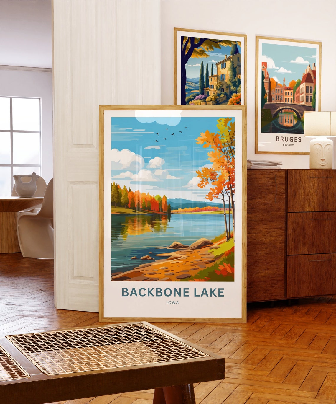 Backbone Lake Iowa Autumn Foliage Lakeside Fall Colors Scenic Poster - Image 5