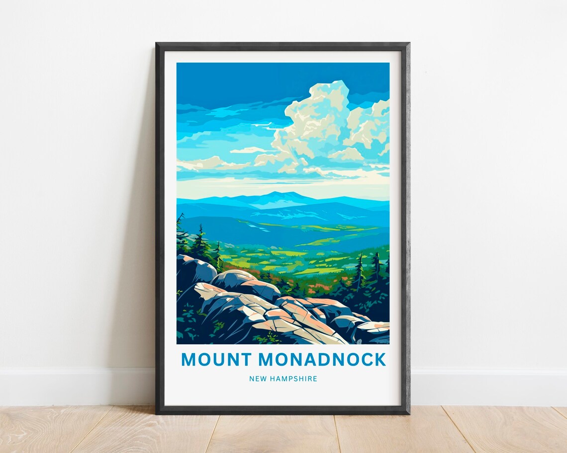 Mount Monadnock Travel Poster, New Hampshire Landscape