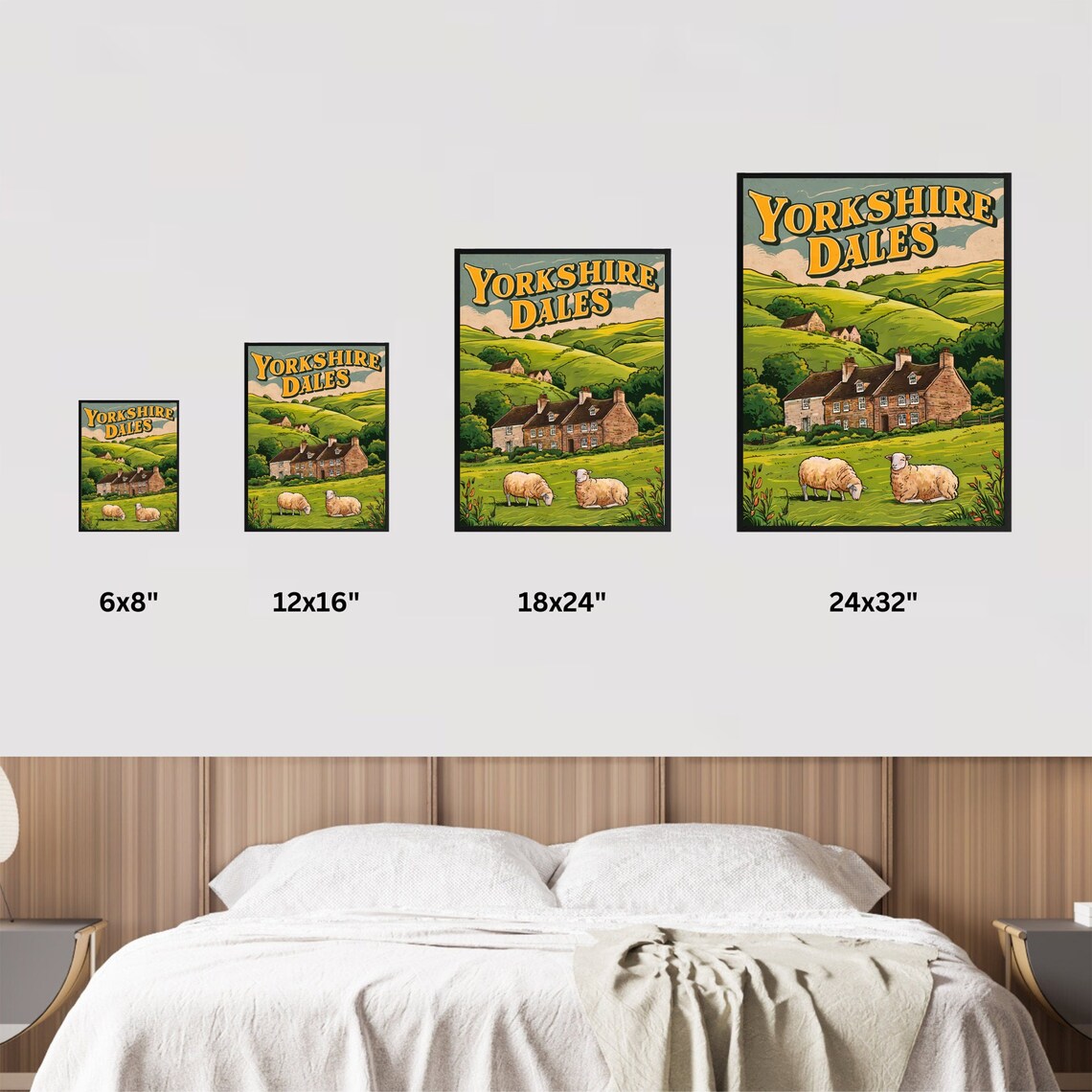 Yorkshire Dales Vintage Sheep Farmhouse Rolling Hills Travel Poster - Image 2