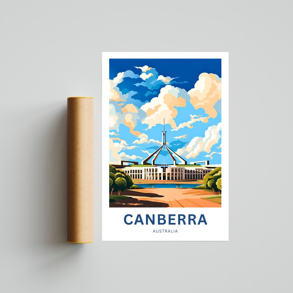 Canberra Australia Travel Poster Parliament House Cloud Sky Art - Image 4