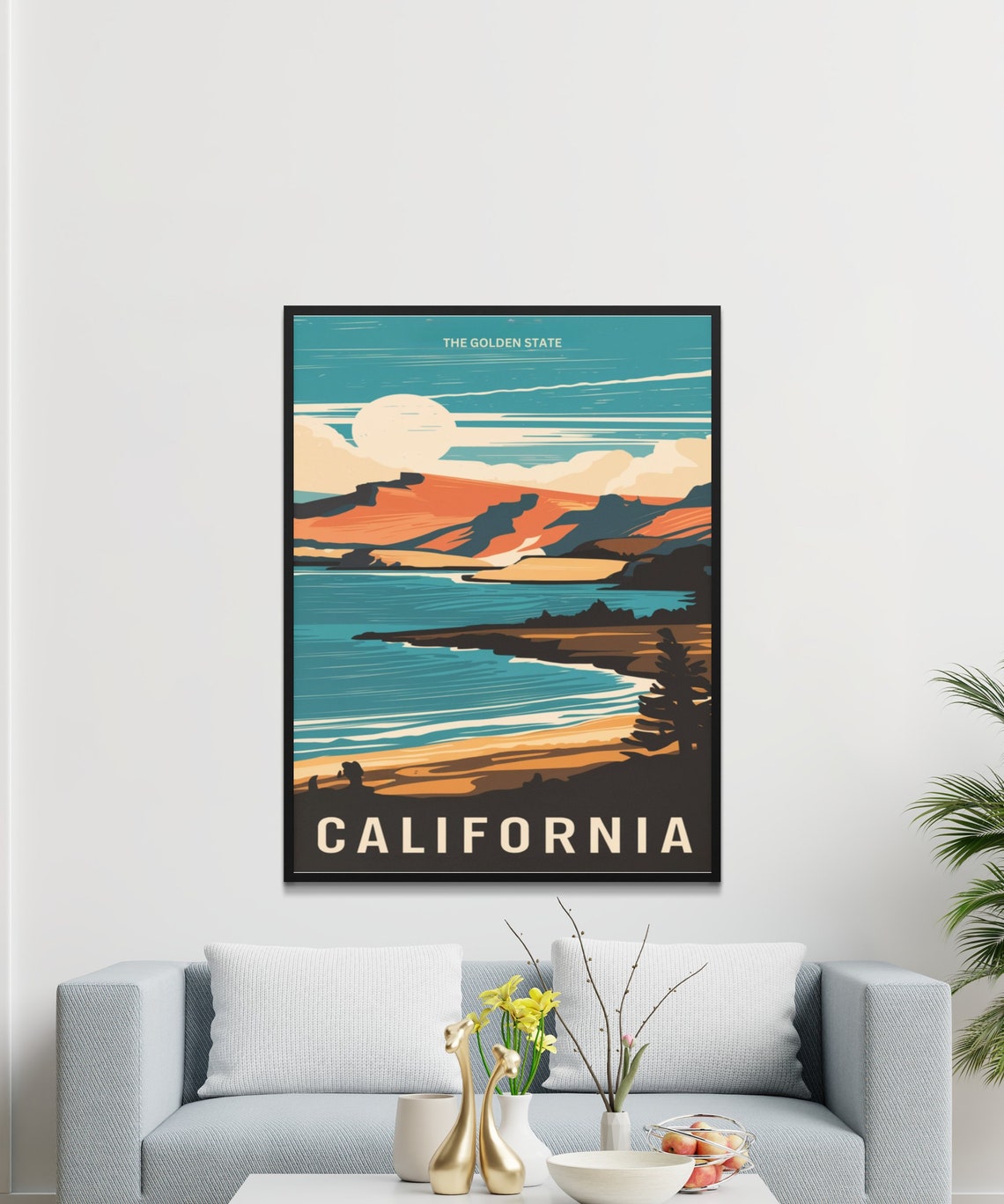 California Golden Coastline Sunset Cliffs Seaside Travel Poster - Image 2