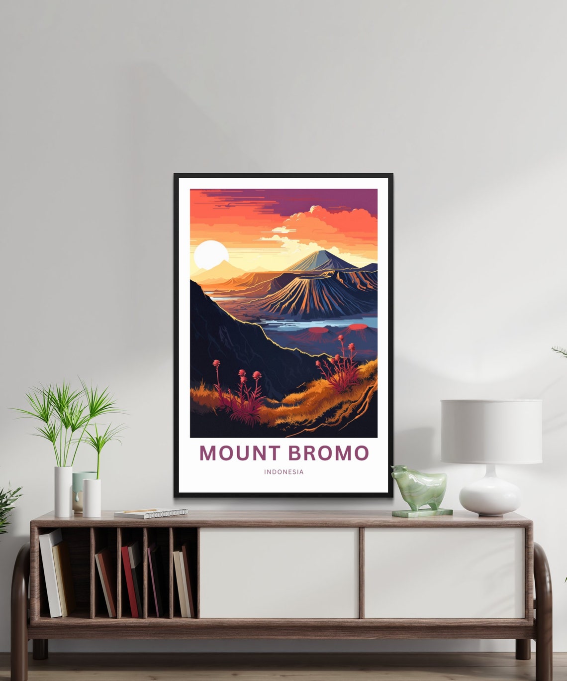 Personalized Mount Bromo Indonesia Sunset Custom Text Travel Poster - Image 2