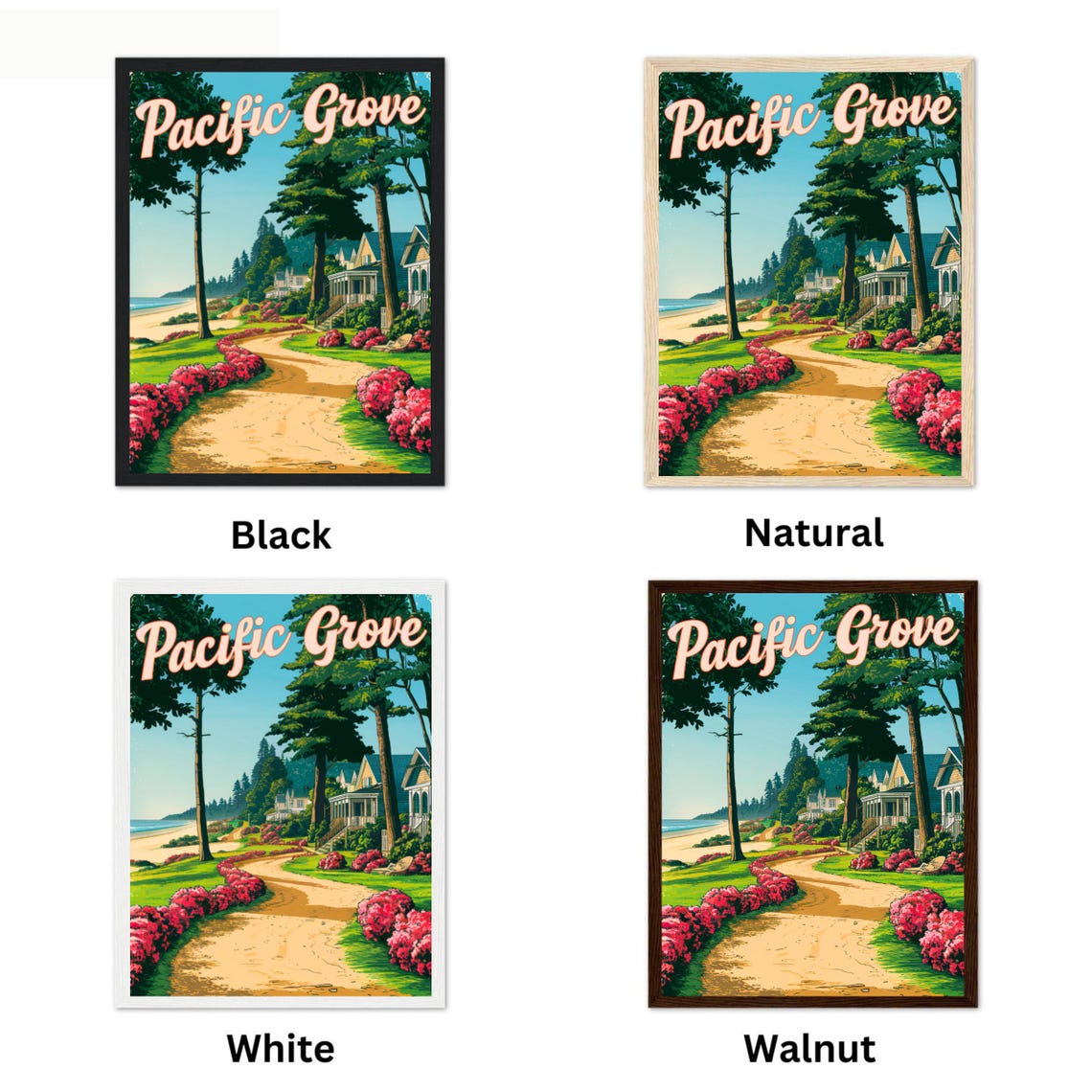 Pacific Grove California Coastal Path Garden Flowers Travel Poster - Image 4