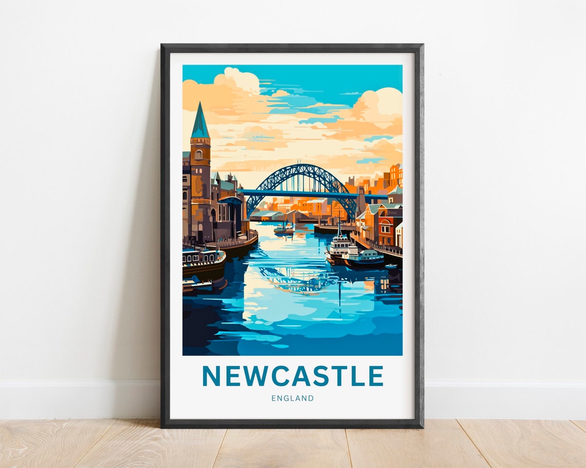 Newcastle England Quayside Tyne Bridge Sunset River View Poster