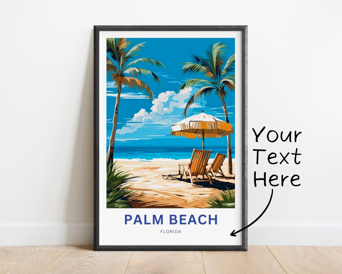 Palm Beach Florida Swaying Palm Trees Umbrella Chairs Poster