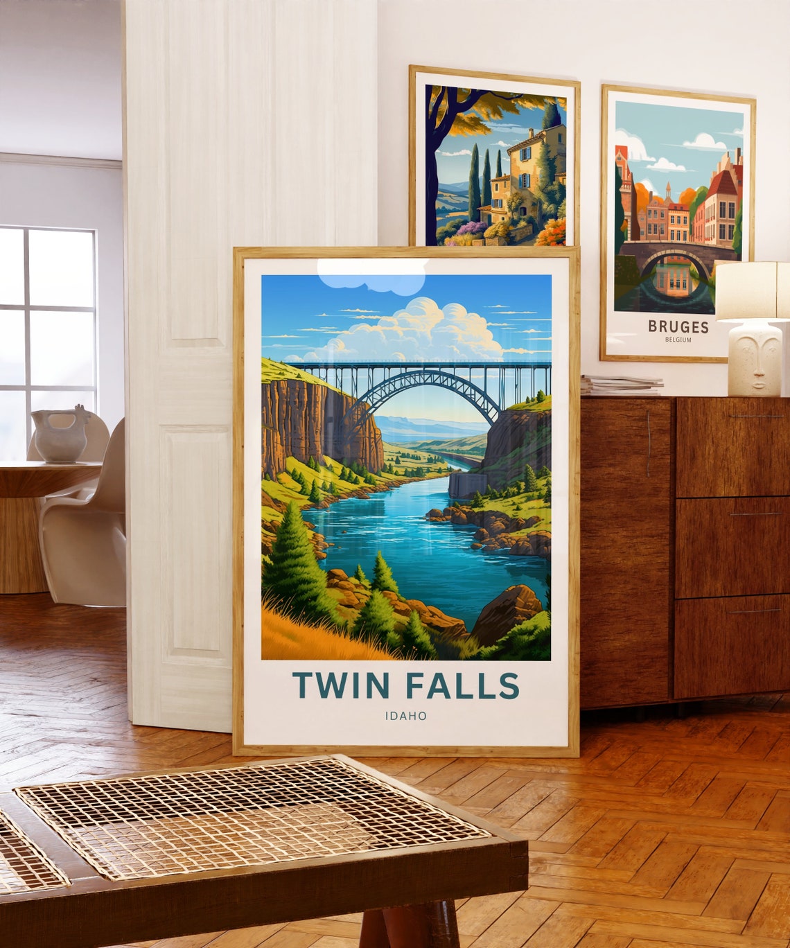 Personalized Twin Falls Idaho Canyon River Bridge Custom Travel Poster - Image 5