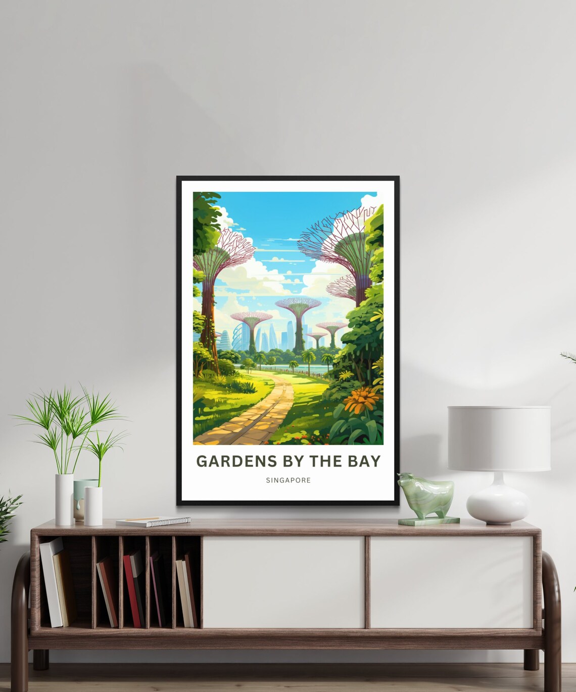 Gardens by the Bay Singapore Garden Path Skyline Vintage Travel Poster - Image 2