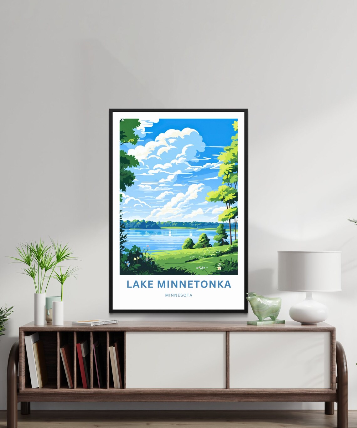 Lake Minnetonka Minnesota Lake Print Summer Shoreline Green Hills Art - Image 2