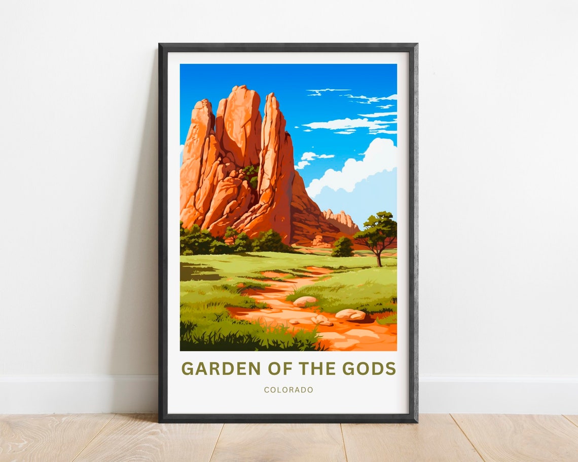 Garden Of The Gods Travel Print Garden Of The Gods Poster Colorado Wall Art Framed Present Gift Colorado United States Present