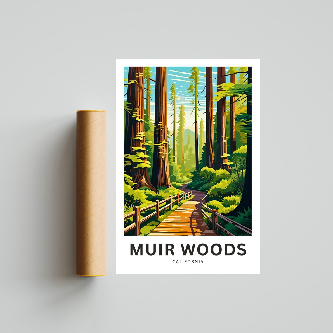 Muir Woods California Redwood Forest Boardwalk Vintage Travel Poster - Image 4