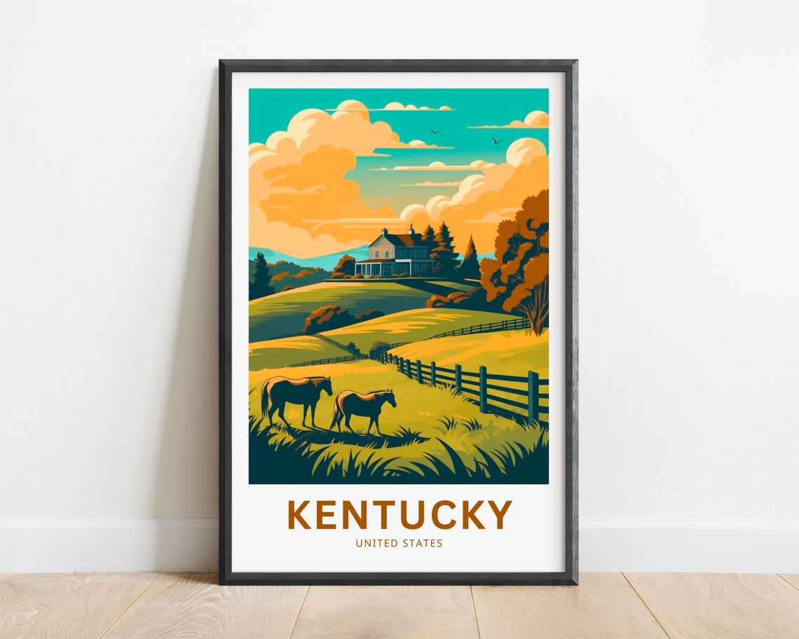 Kentucky Horse Farm Rolling Pastures Bluegrass Country Scene Poster - Image 3