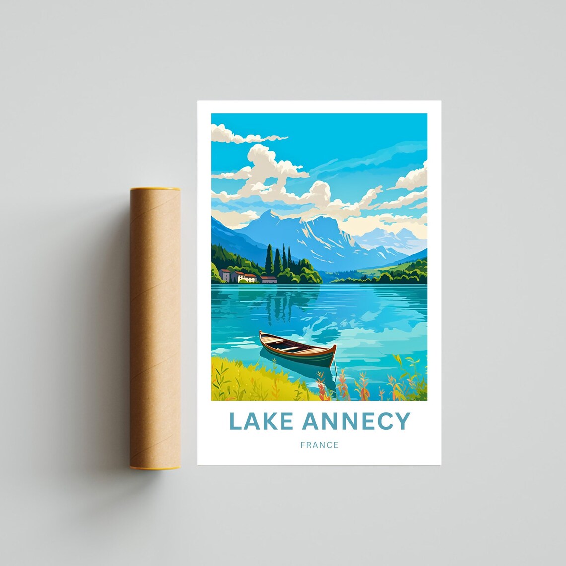 Lake Annecy Travel Print Lake Annecy Poster France Wall Art Framed Present Gift France Present - Image 4