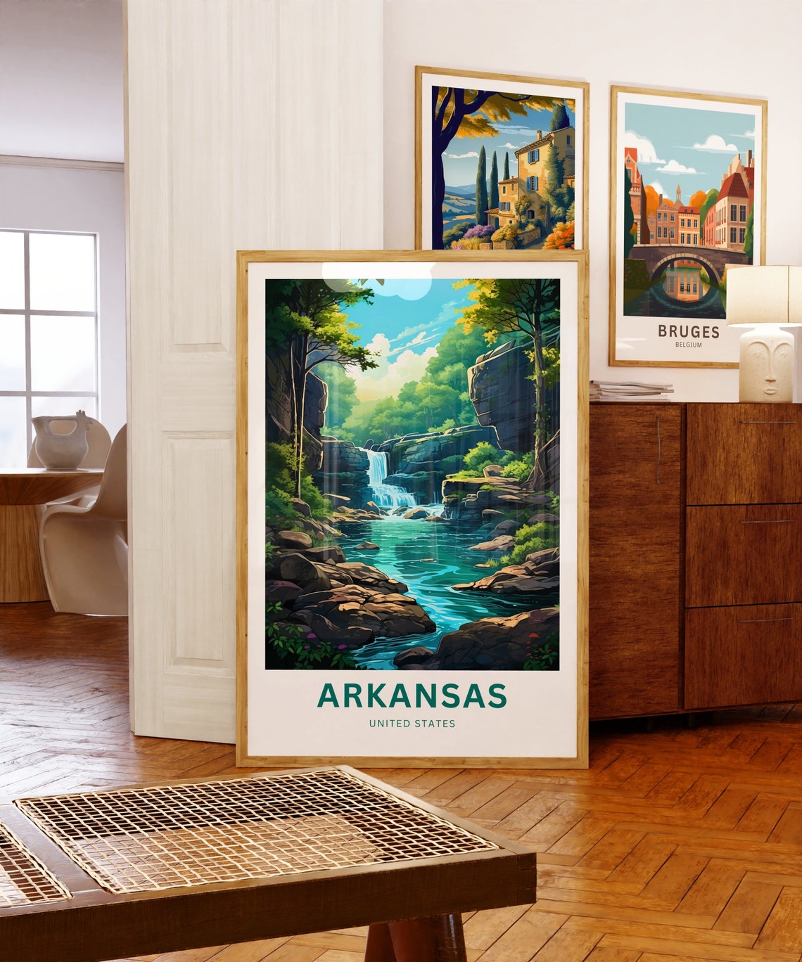 Arkansas Cascading Waterfall Turquoise Pool Forest Travel Poster - Image 5
