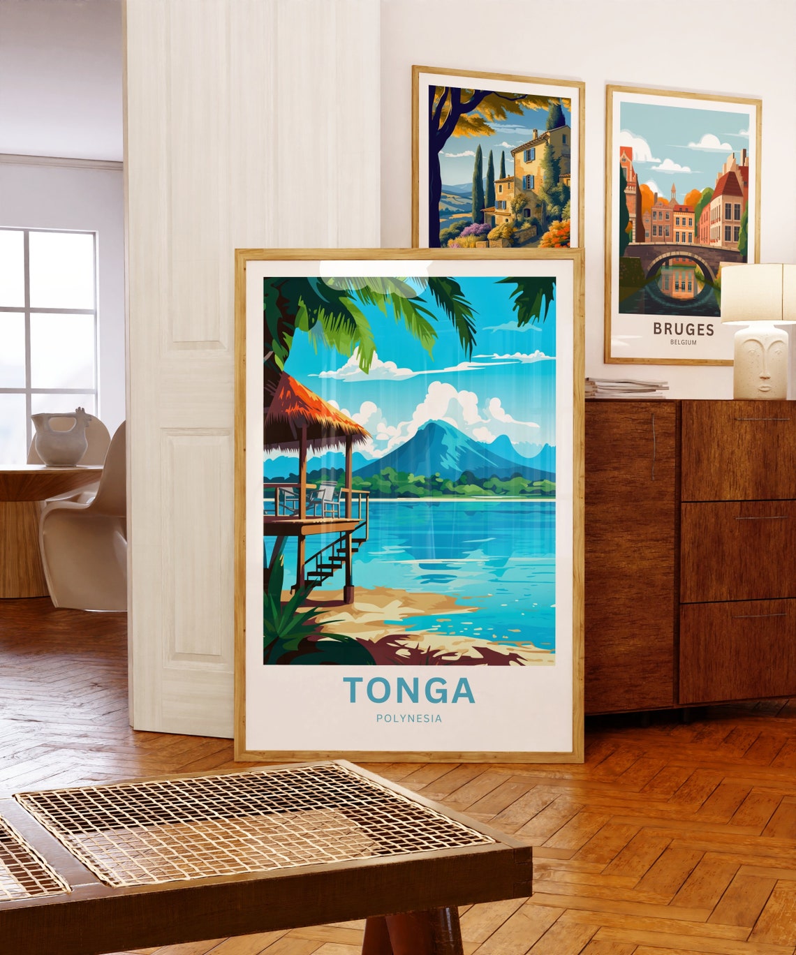 Personalized Tonga Polynesia Overwater Bungalow Lagoon Travel Poster - Image 5